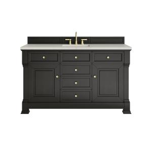 Brookfield 60" Single Vanity, Black Onyx, w/ 3 CM Siberian Silestone Top w/FreePower Wireless Charger