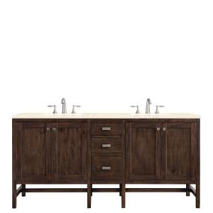 Addison 72" Double Vanity, Mid-Century Acacia w/ 3 CM Eternal Marfil Silestone Top