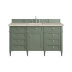 Brittany 60" Single Vanity, Smokey Celadon, w/ 3 CM Tajnar Eclos Top