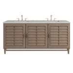 Portland 72IN Double Vanity Whitewashed Walnut w/ 3 CM Victorian Silver Silestone Top
