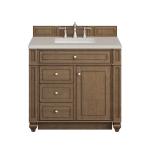 Bristol 36" Single Vanity, Saddle Brown, w/ 3 CM Siberian Silestone Top