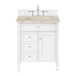 Brittany 30" Single Vanity in Bright White, w/ 3 CM Tajnar Eclos Top