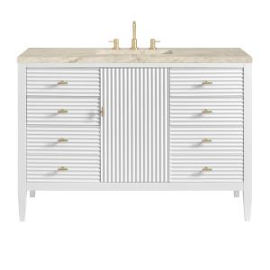 Myrrin 48" Single Vanity, Bright White, w/ 3 CM Tajnar Eclos Top