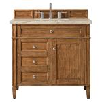 Brittany 36" Single Vanity, Saddle Brown, w/ 3 CM Tajnar Eclos Top