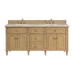 Lorelai 72" Double Vanity, Light Natural Oak, w/ 3 CM Tajnar Eclos Top