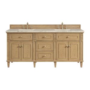 Lorelai 72" Double Vanity, Light Natural Oak, w/ 3 CM Tajnar Eclos Top w/FreePower Wireless Charger