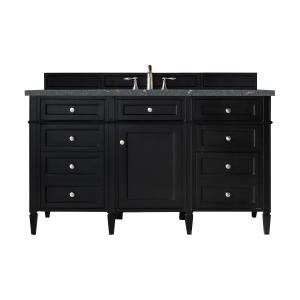 Brittany 60" Single Vanity, Black Onyx w/ 3 CM Parisien Bleu Silestone Top w/FreePower Wireless Charger