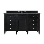 Brittany 60" Single Vanity, Black Onyx w/ 3 CM Parisien Bleu Silestone Top w/FreePower Wireless Charger