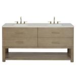 Lucian 72" Double Vanity, Pebble Oak, w/ 3 CM Siberian Silestone Top w/FreePower Wireless Charger