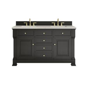 Brookfield 60" Double Vanity, Black Onyx, w/ 3 CM Siberian Silestone Top