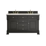 Brookfield 60" Double Vanity, Black Onyx, w/ 3 CM Siberian Silestone Top