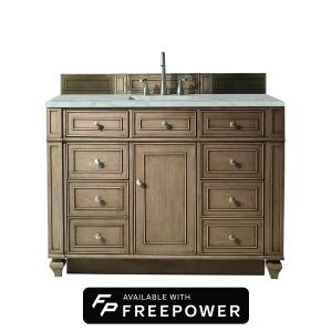 Bristol 48" Single Vanity, Whitewashed Walnut w/ 3 CM Victorian Silver Silestone Top w/ FreePower Wireless Charger