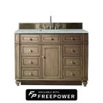 Bristol 48" Single Vanity, Whitewashed Walnut w/ 3 CM Victorian Silver Silestone Top w/ FreePower Wireless Charger