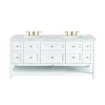 Breckenridge 72" Double Vanity, Bright White w/ 3 CM Victorian Silver Top w/FreePower Wireless Charger