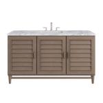 Portland 60IN Single Vanity Whitewashed Walnut w/ 3 CM Carrara Marble Top