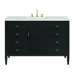 Myrrin 48" Single Vanity, Carbon Oak w/ 3 CM Ethereal Noctis Silestone Top w/FreePower Wireless Charger