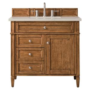 Brittany 36" Single Vanity, Saddle Brown, w/ 3 CM Siberian Silestone Top