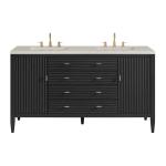 Myrrin 60" Double Vanity, Carbon Oak, w/ 3 CM Siberian Silestone Top