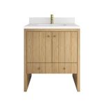 Hudson 30" Single Vanity, Light Natural Oak w/ Single Hole 3 CM White Zeus Silestone Top and Matching Backsplash