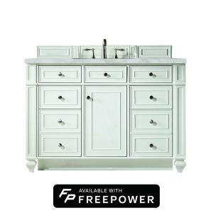 Bristol 48" Single Vanity, Bright White w/ 3 CM Victorian Silver Silestone Top w/ FreePower Wireless Charger