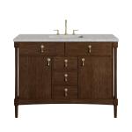 Kinnsden 48" Single Vanity, Sable Oak w/ 3 CM Eternal Jasmine Pearl Silestone Top w/FreePower Wireless Charger