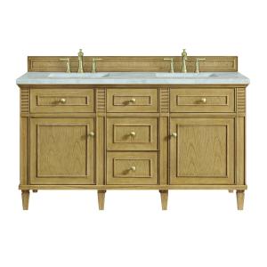 Lorelai 60" Double Vanity, Light Natural Oak w/ 3 CM Victorian Silver Silestone Top w/FreePower Wireless Charger