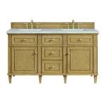 Lorelai 60" Double Vanity, Light Natural Oak w/ 3 CM Victorian Silver Silestone Top w/FreePower Wireless Charger