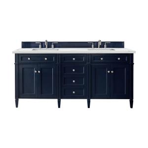 Brittany 72" Double Vanity, Victory Blue w/ 3 CM Ethereal Noctis Silestone Top w/FreePower Wireless Charger