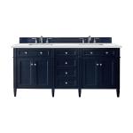 Brittany 72" Double Vanity, Victory Blue w/ 3 CM Ethereal Noctis Silestone Top w/FreePower Wireless Charger