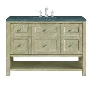 Breckenridge 48" Single Vanity, Whitewashed Oak w/ 3 CM Parisien Bleu Silestone Top w/FreePower Wireless Charger
