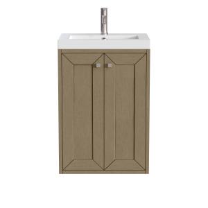 Chianti 20" Single Vanity, Walnut Whisper w/ White Glossy Composite Stone Top