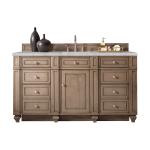 Bristol 60" Single Vanity, Whitewashed Walnut w/ 3 CM Victorian Silver Silestone Top w/FreePower Wireless Charger