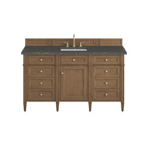 Brittany 60" Single Vanity, Pecan w/ 3 CM Parisien Bleu Silestone Top