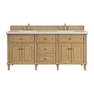 Lorelai 72" Double Vanity, Light Natural Oak, w/ 3 CM Siberian Silestone Top