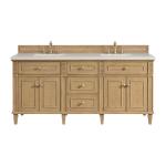 Lorelai 72" Double Vanity, Light Natural Oak, w/ 3 CM Siberian Silestone Top