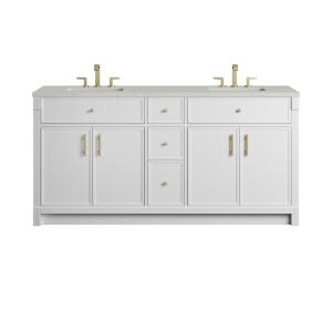 Bellshire 72" Double Vanity, Bright White w/ 3 CM Lime Delight Silestone Top