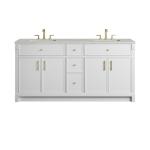 Bellshire 72" Double Vanity, Bright White w/ 3 CM Lime Delight Silestone Top