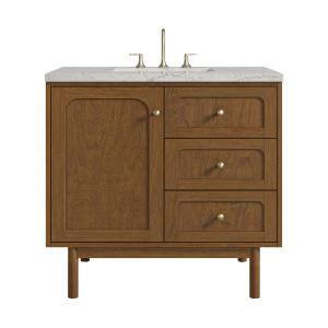 Laurent 36" Single Vanity, Honey Oak w/ 3 CM Eternal Jasmine Pearl Silestone Top