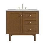 Laurent 36" Single Vanity, Honey Oak w/ 3 CM Eternal Jasmine Pearl Silestone Top