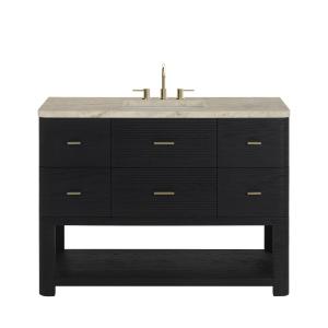 Lucian 48" Single Vanity, Carbon Oak, w/ 3 CM Tajnar Eclos Top w/FreePower Wireless Charger