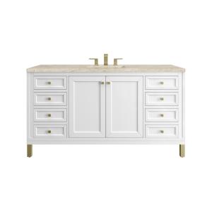 Chicago 60" Single Vanity, Glossy White, w/ 3 CM Tajnar Eclos Top