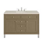 Chicago 48" Single Vanity, Walnut Whisper, w/ 3 CM Siberian Silestone Top w/FreePower Wireless Charger
