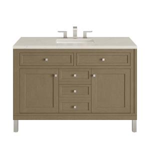 Chicago 48" Single Vanity, Walnut Whisper, w/ 3 CM Siberian Silestone Top w/FreePower Wireless Charger