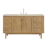 Laurent 60" Single Vanity, Light Natural Oak, w/ 3 CM Tajnar Eclos Top