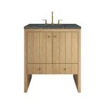Hudson 30" Single Vanity, Light Natural Oak w/ 3 CM Parisien Bleu Silestone Top