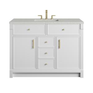 Bellshire 48" Single Vanity, Bright White w/ 3 CM Lime Delight Silestone Top