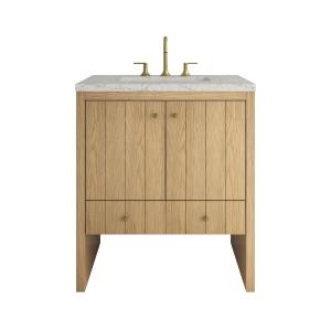 Hudson 30" Single Vanity, Light Natural Oak w/ 3 CM Eternal Jasmine Pearl Silestone Top