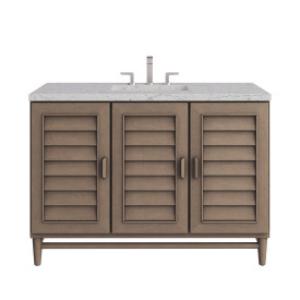 Portland 48IN Single Vanity Whitewashed Walnut w/ 3 CM Eternal Jasmine Pearl Silestone Top w/FreePower Wireless Charger