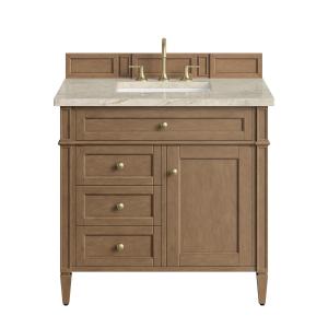 Brittany 36" Single Vanity, Pecan w/ 3 CM Tajnar Eclos Top