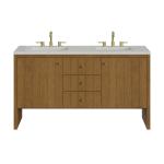 Hudson 60" Double Vanity, Honey Oak w/ 3 CM Lime Delight Silestone Top
